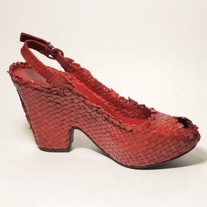 Pons Quintana Woven Leather Wedge Fatima, Size 5 (5.5)